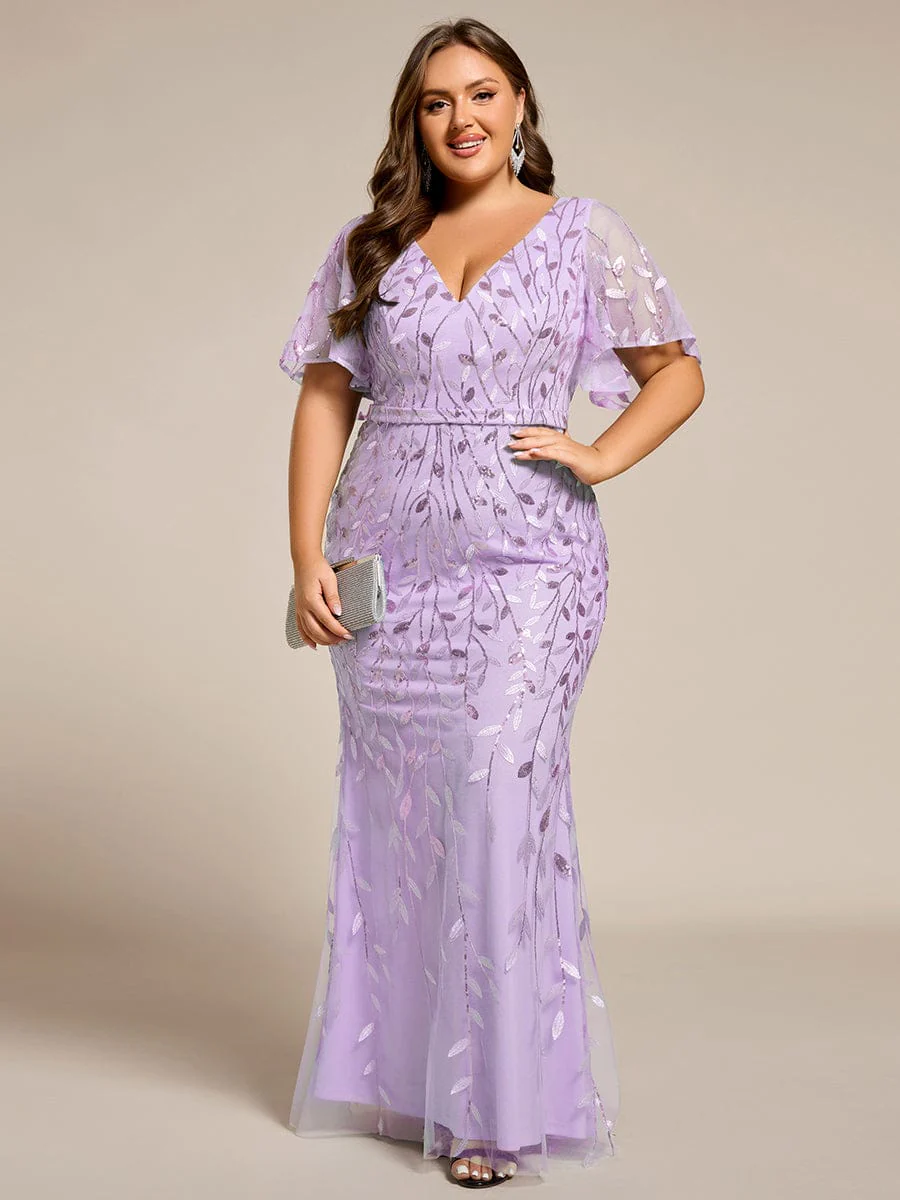 ever DIONE|Gorgeous V Neck Leaf-Sequined Fishtail Mother of the Bride Dress(Final Sale) - Image 107