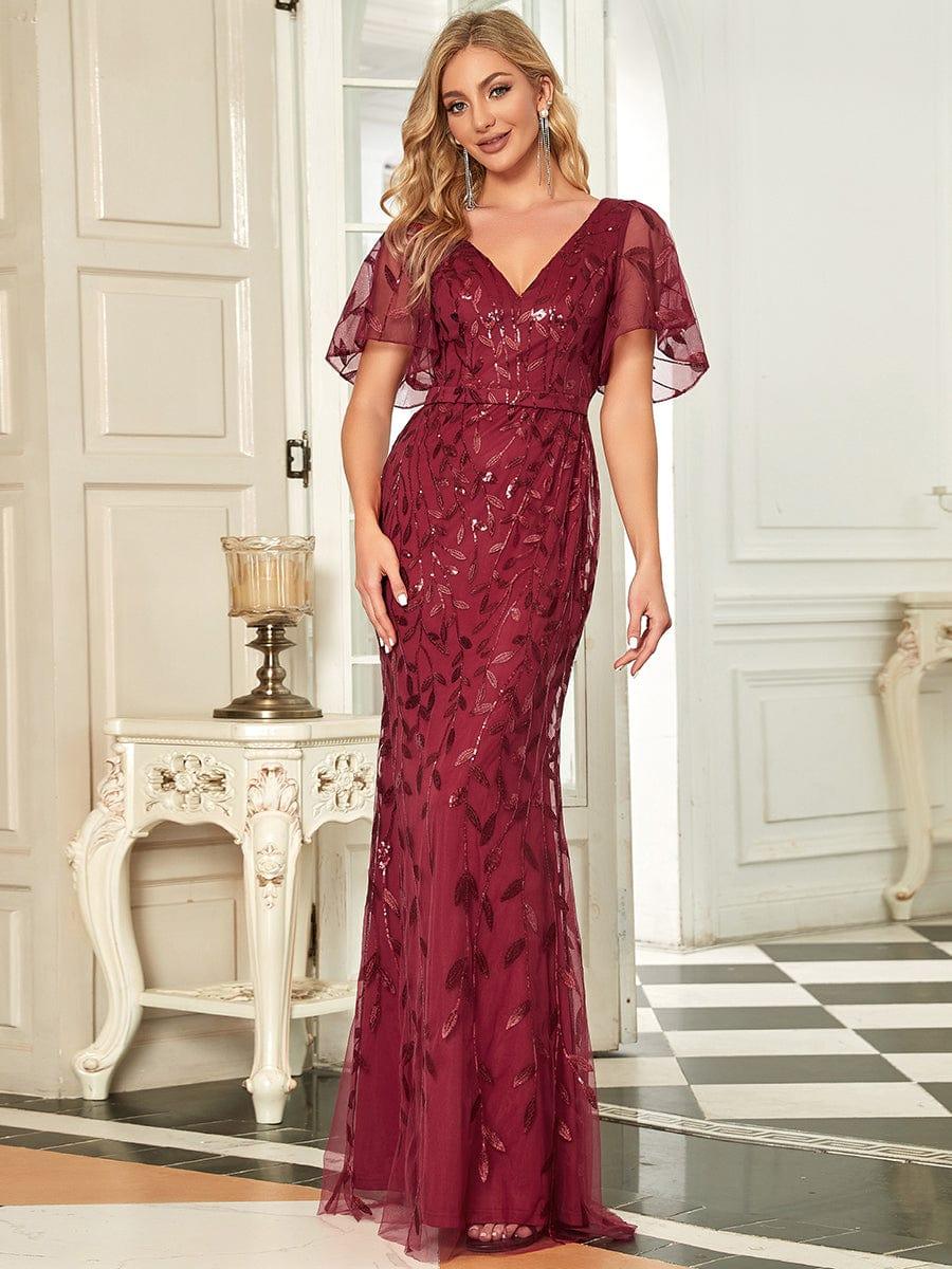 ever DIONE|Gorgeous V Neck Leaf-Sequined Fishtail Mother of the Bride Dress(Final Sale) - Image 32