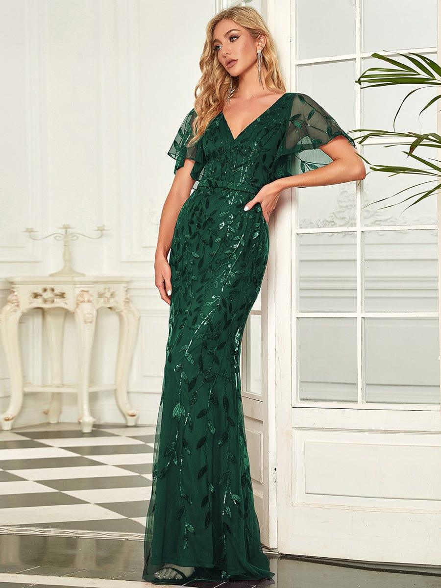 ever DIONE|Gorgeous V Neck Leaf-Sequined Fishtail Mother of the Bride Dress(Final Sale) - Image 5
