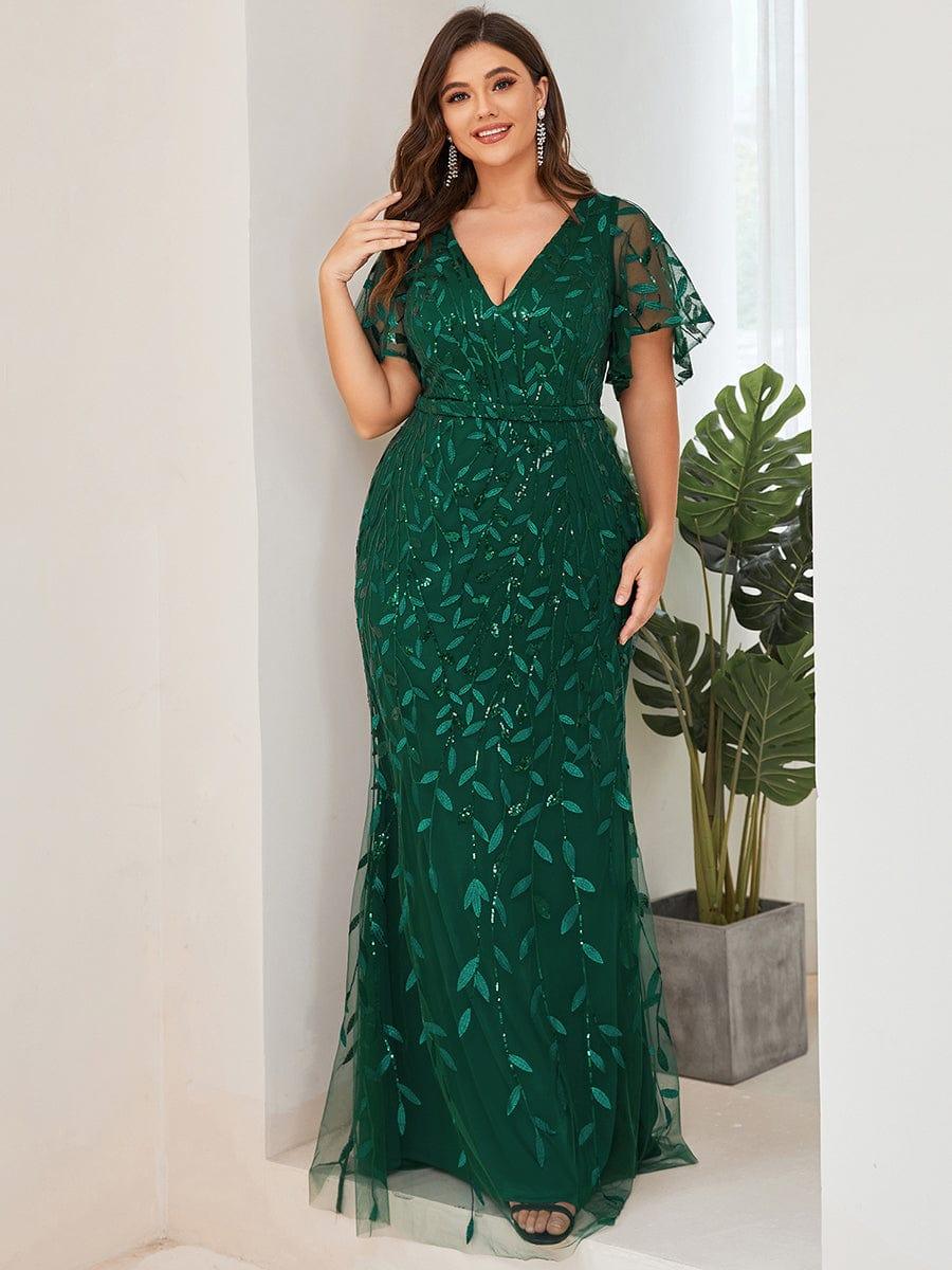 ever DIONE|Gorgeous V Neck Leaf-Sequined Fishtail Mother of the Bride Dress(Final Sale) - Image 7