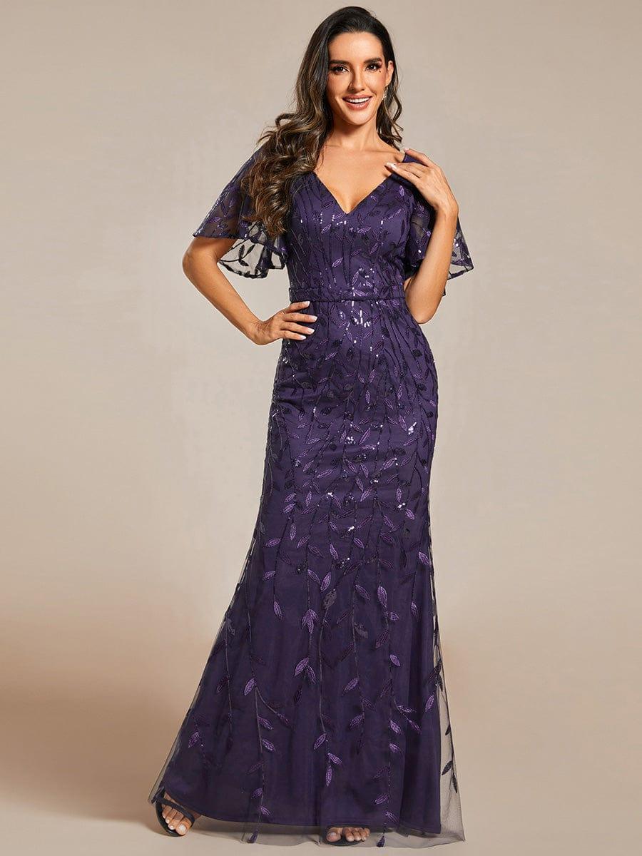 ever DIONE|Gorgeous V Neck Leaf-Sequined Fishtail Mother of the Bride Dress(Final Sale) - Image 79