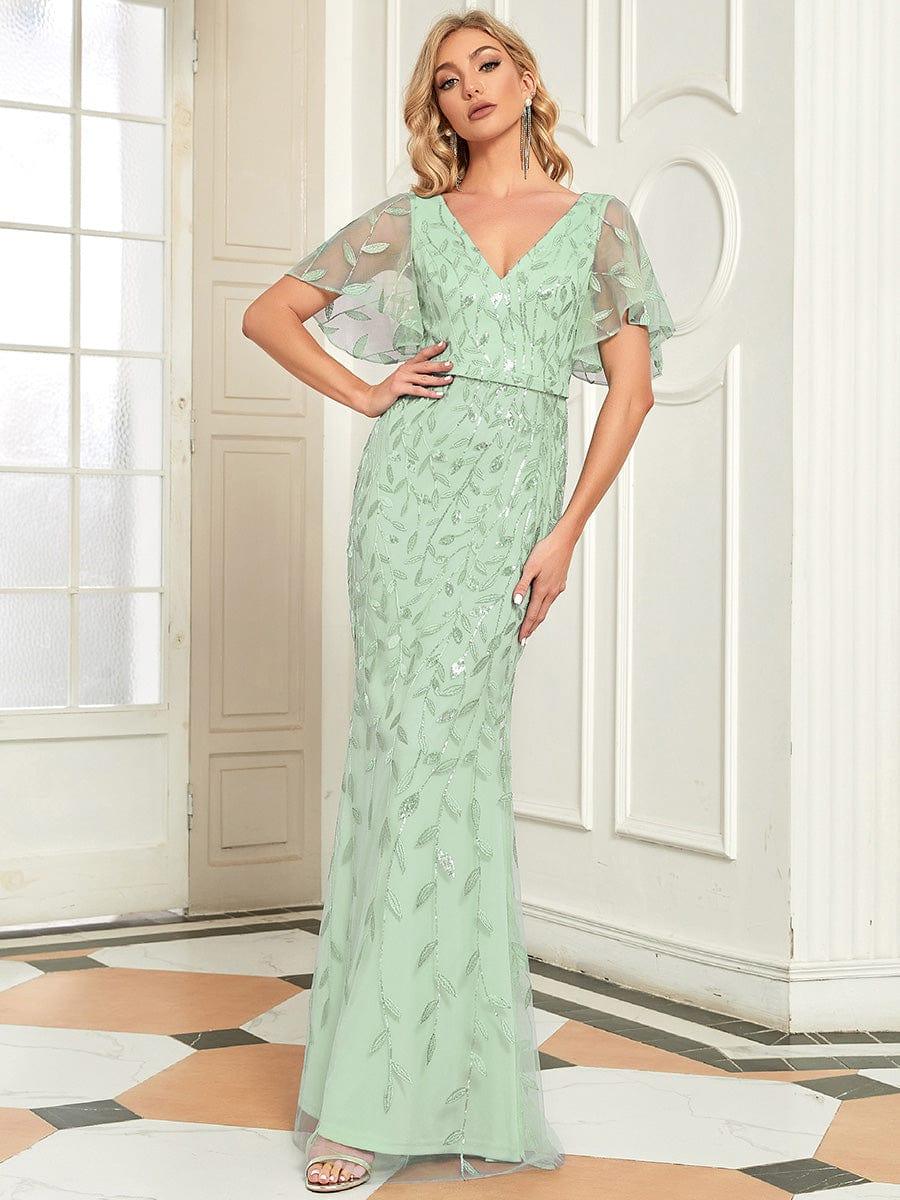 ever DIONE|Gorgeous V Neck Leaf-Sequined Fishtail Mother of the Bride Dress(Final Sale) - Image 84