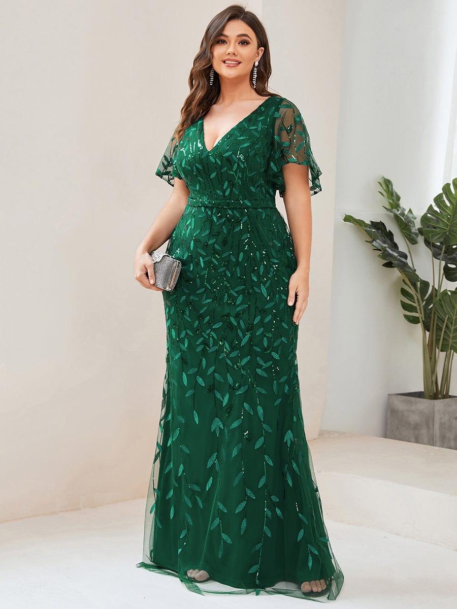 ever DIONE|Gorgeous V Neck Leaf-Sequined Fishtail Mother of the Bride Dress(Final Sale) - Image 9