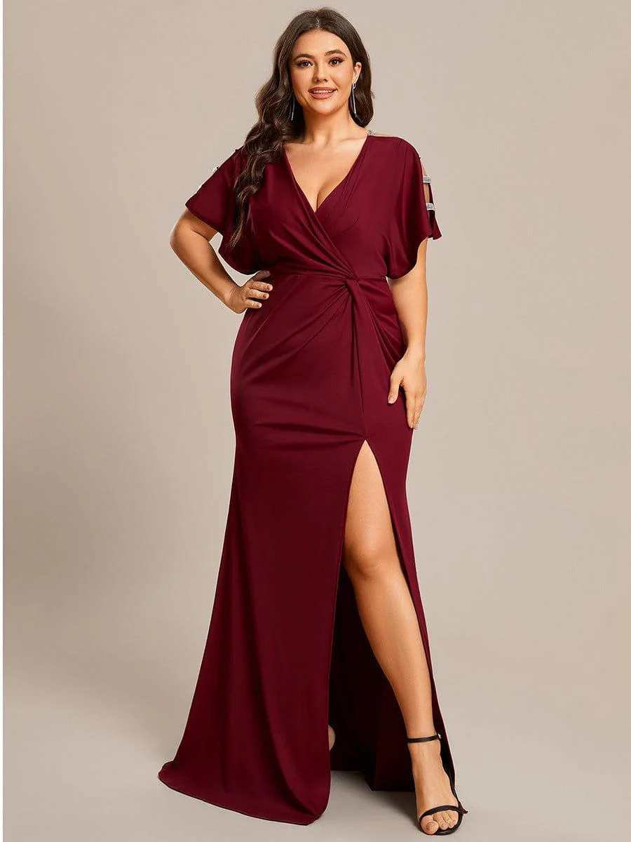 ever LYN|High Split Hollow Out Sleeve V-Neck Evening Dress(Final Sale) - Image 15