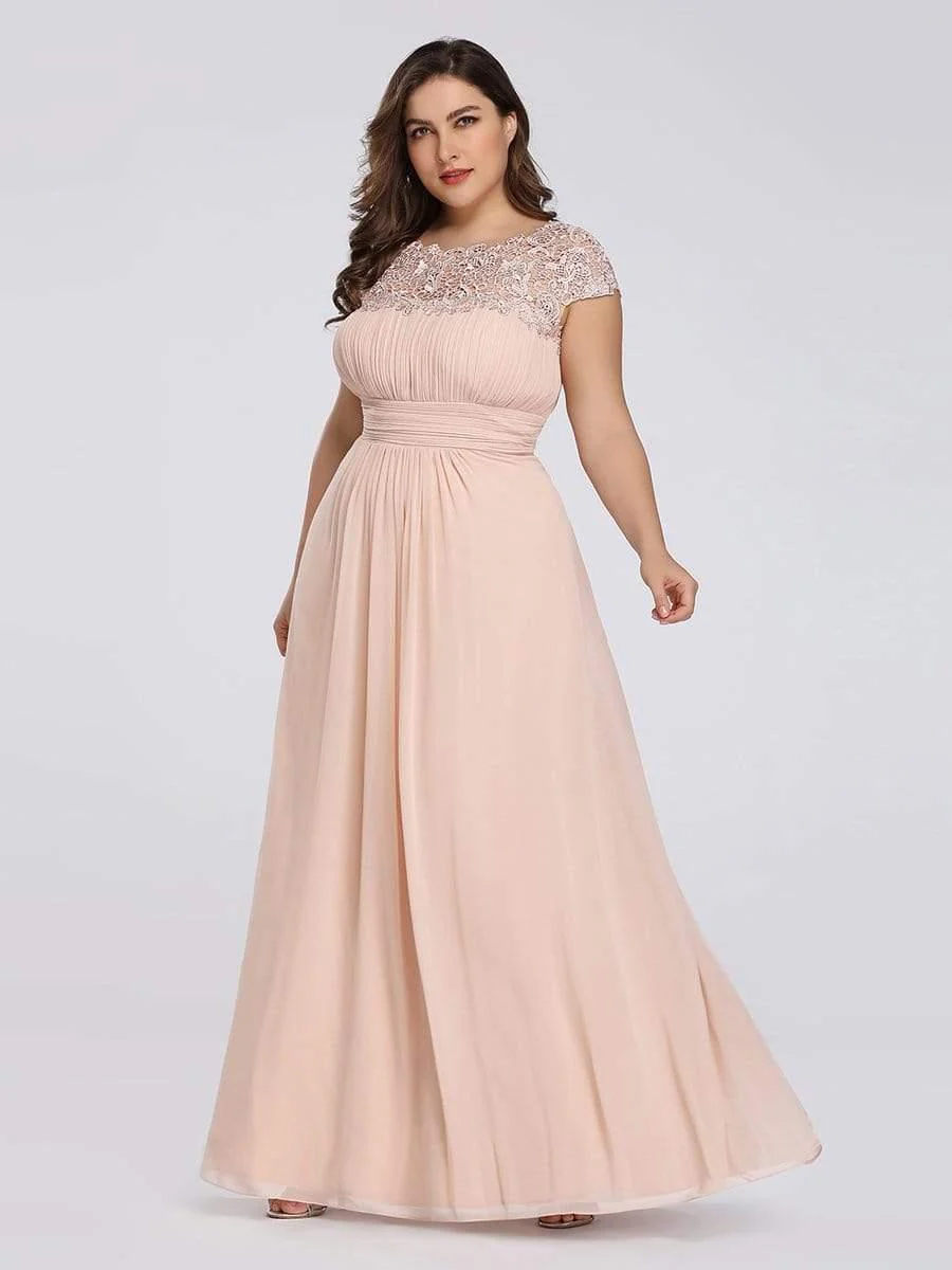Elegant Maxi Long Lace Cap Sleeve Bridesmaid Dress(Final Sale) - Image 101