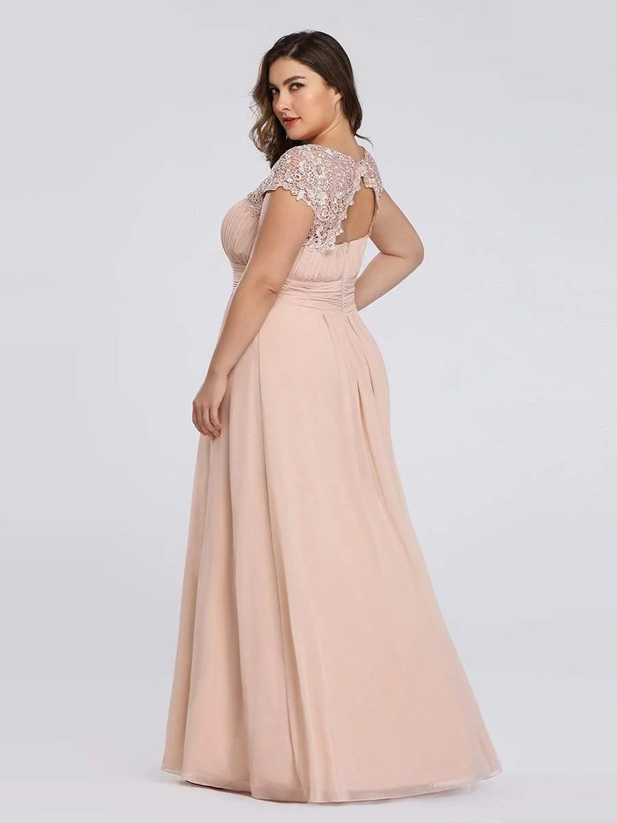 Elegant Maxi Long Lace Cap Sleeve Bridesmaid Dress(Final Sale) - Image 102