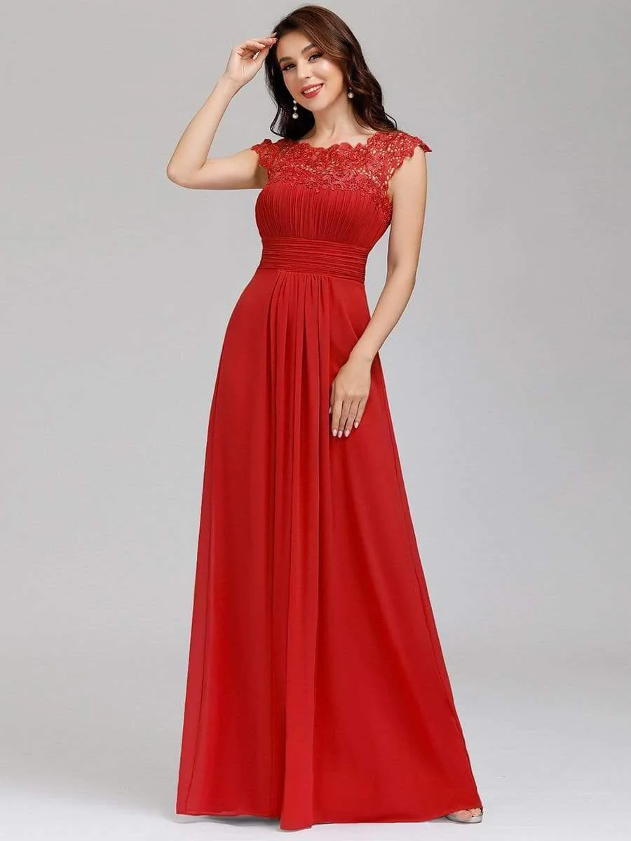 Elegant Maxi Long Lace Cap Sleeve Bridesmaid Dress(Final Sale) - Image 103