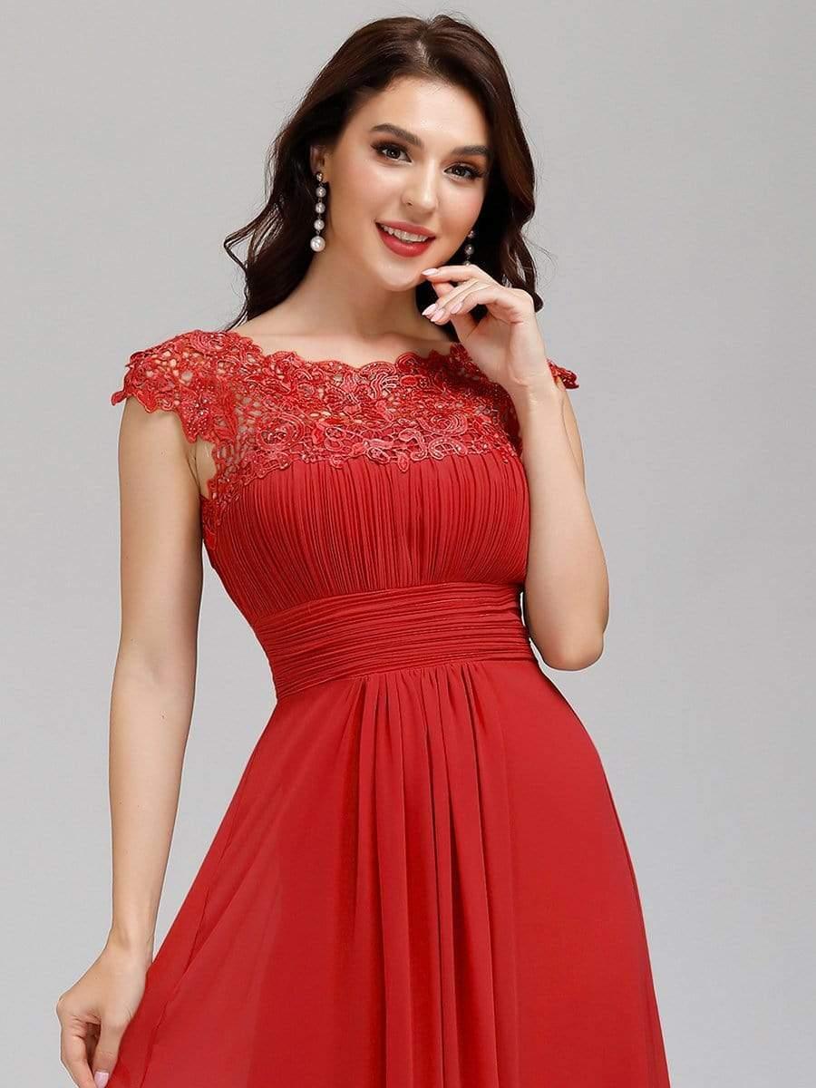 Elegant Maxi Long Lace Cap Sleeve Bridesmaid Dress(Final Sale) - Image 105