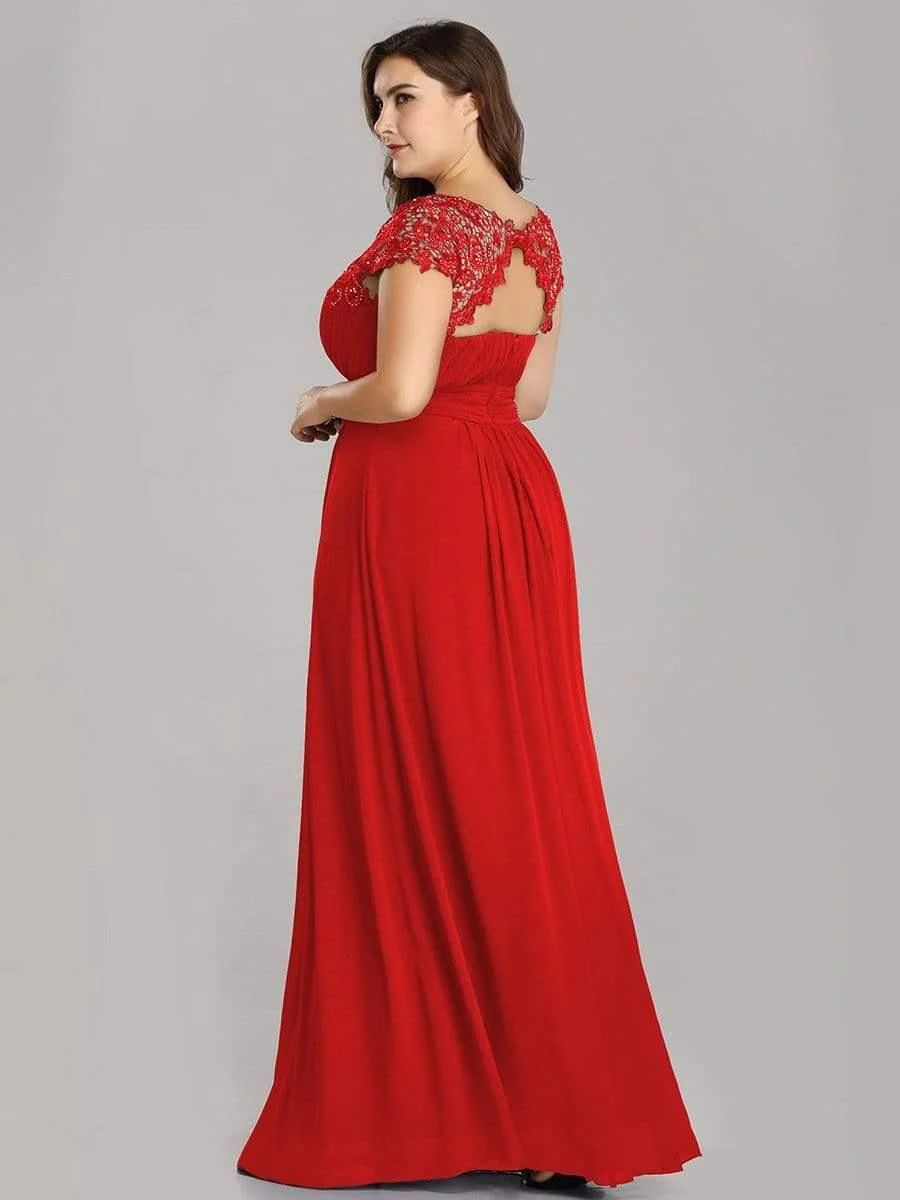 Elegant Maxi Long Lace Cap Sleeve Bridesmaid Dress(Final Sale) - Image 107