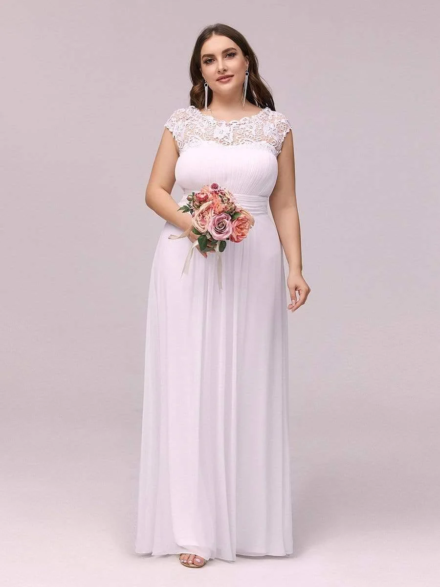 Elegant Maxi Long Lace Cap Sleeve Bridesmaid Dress(Final Sale) - Image 112