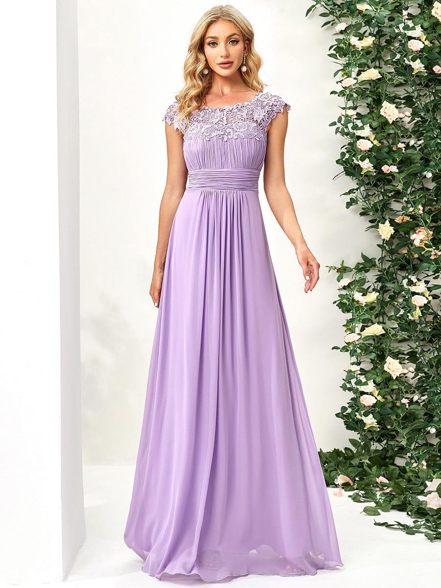 Elegant Maxi Long Lace Cap Sleeve Bridesmaid Dress(Final Sale) - Image 115