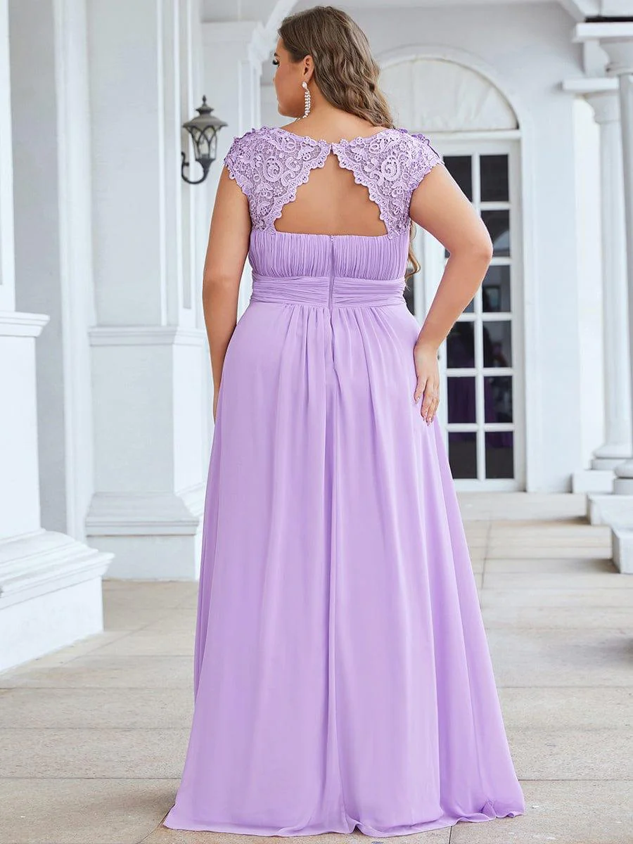 Elegant Maxi Long Lace Cap Sleeve Bridesmaid Dress(Final Sale) - Image 120