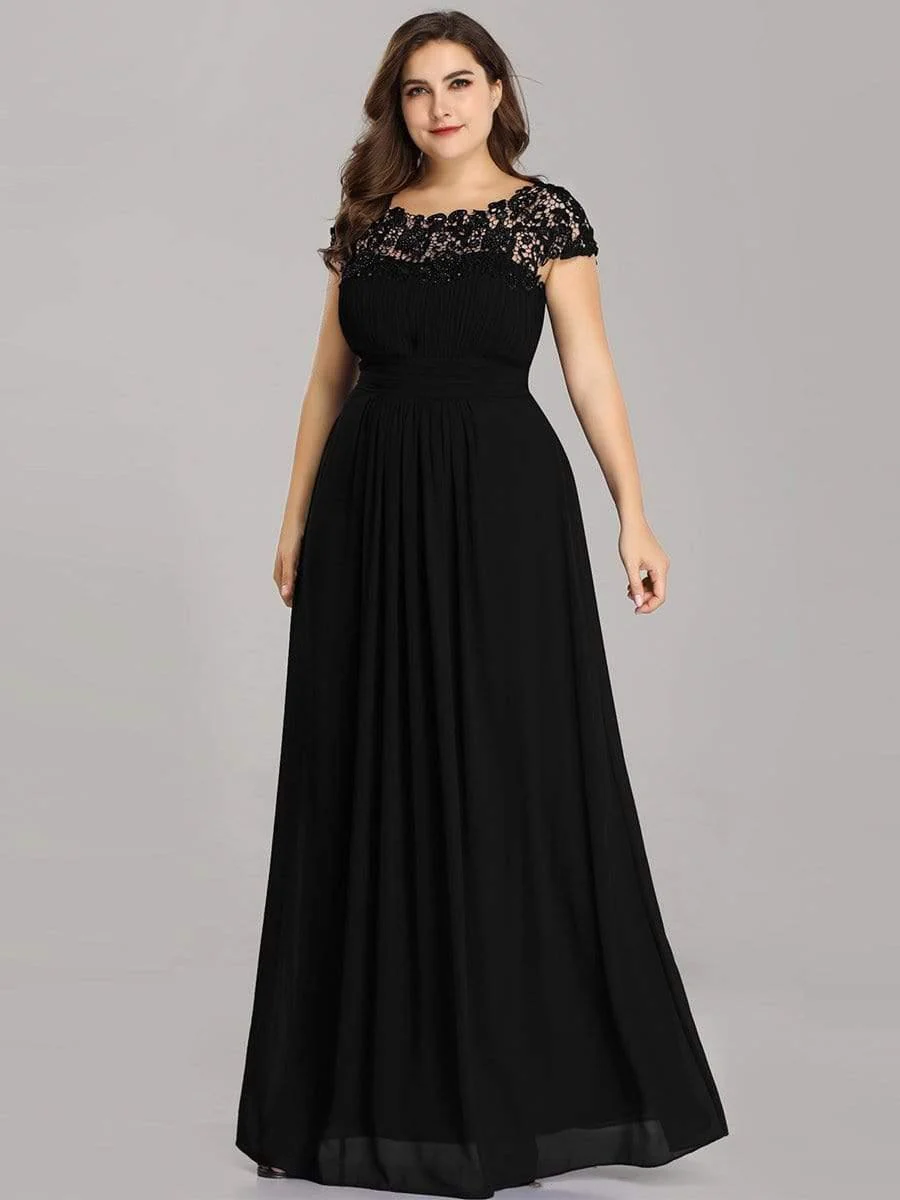 Elegant Maxi Long Lace Cap Sleeve Bridesmaid Dress(Final Sale) - Image 127