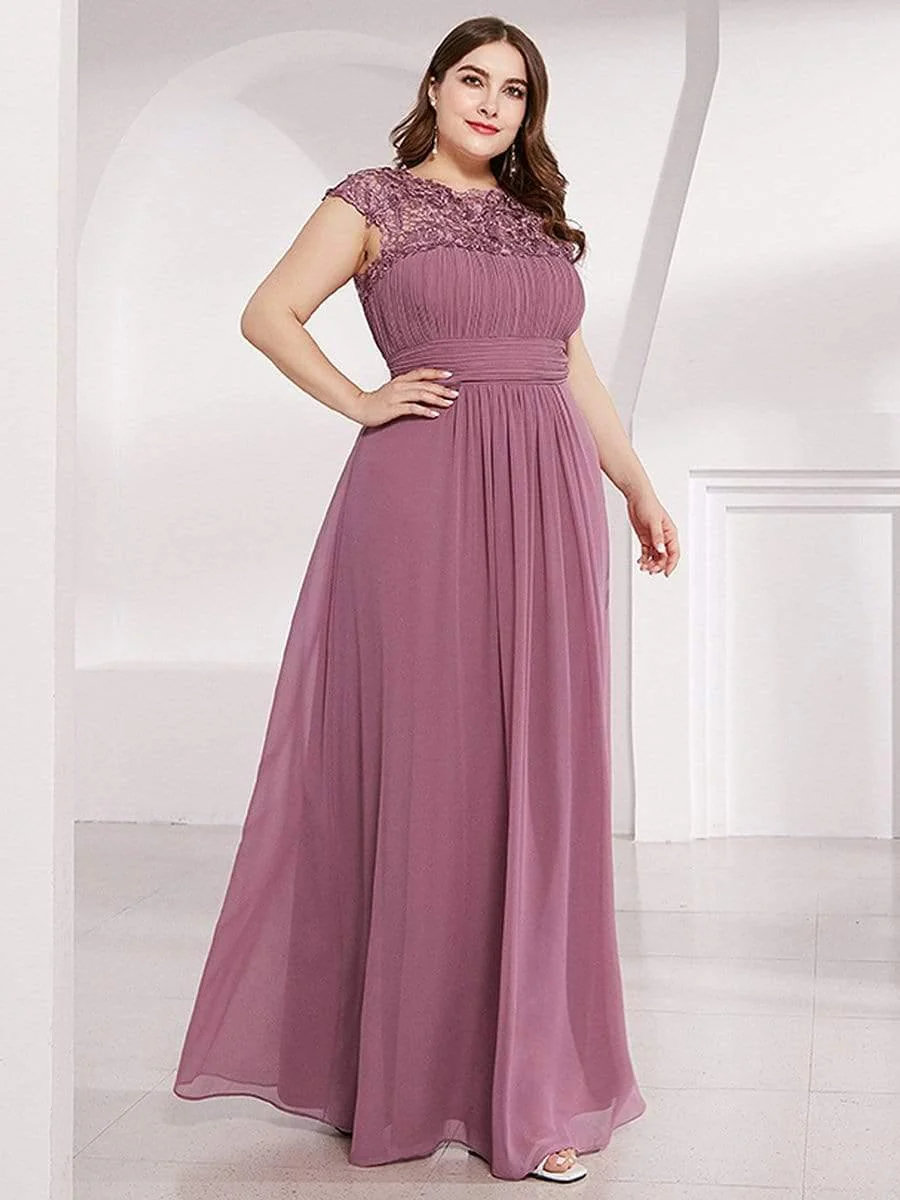 Elegant Maxi Long Lace Cap Sleeve Bridesmaid Dress(Final Sale) - Image 14