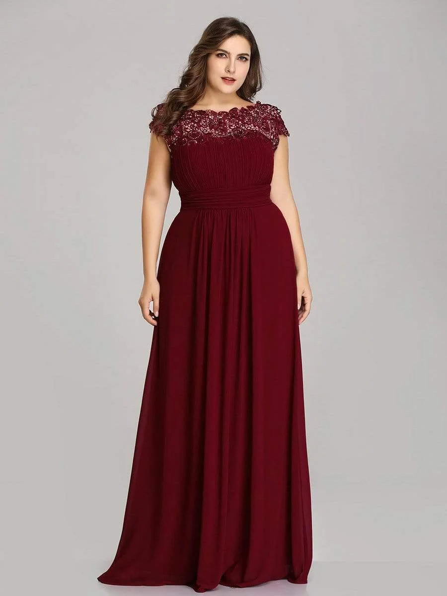 Elegant Maxi Long Lace Cap Sleeve Bridesmaid Dress(Final Sale) - Image 23