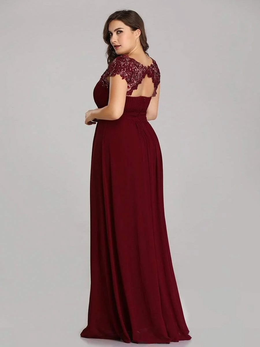 Elegant Maxi Long Lace Cap Sleeve Bridesmaid Dress(Final Sale) - Image 24