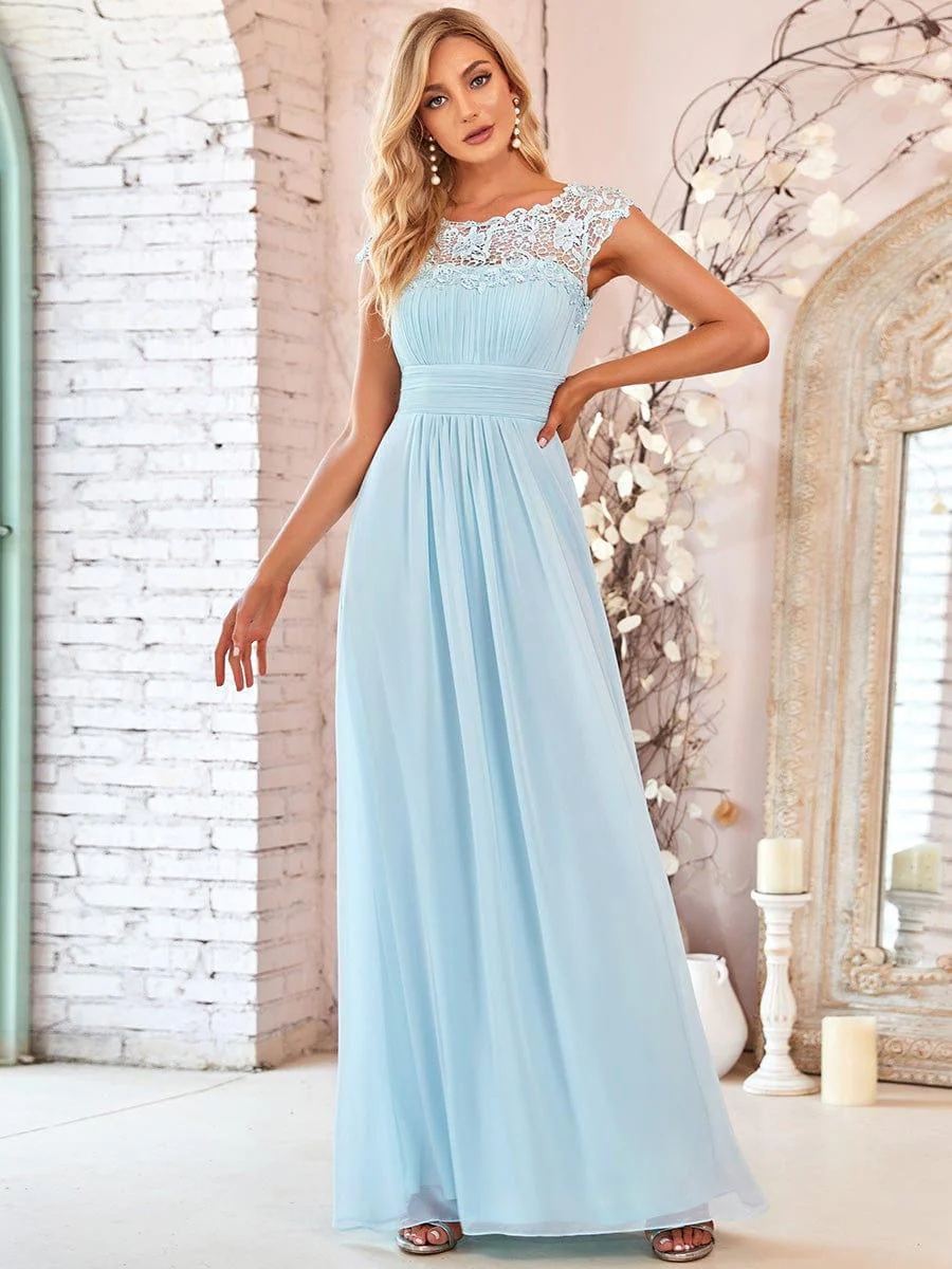 Elegant Maxi Long Lace Cap Sleeve Bridesmaid Dress(Final Sale) - Image 27