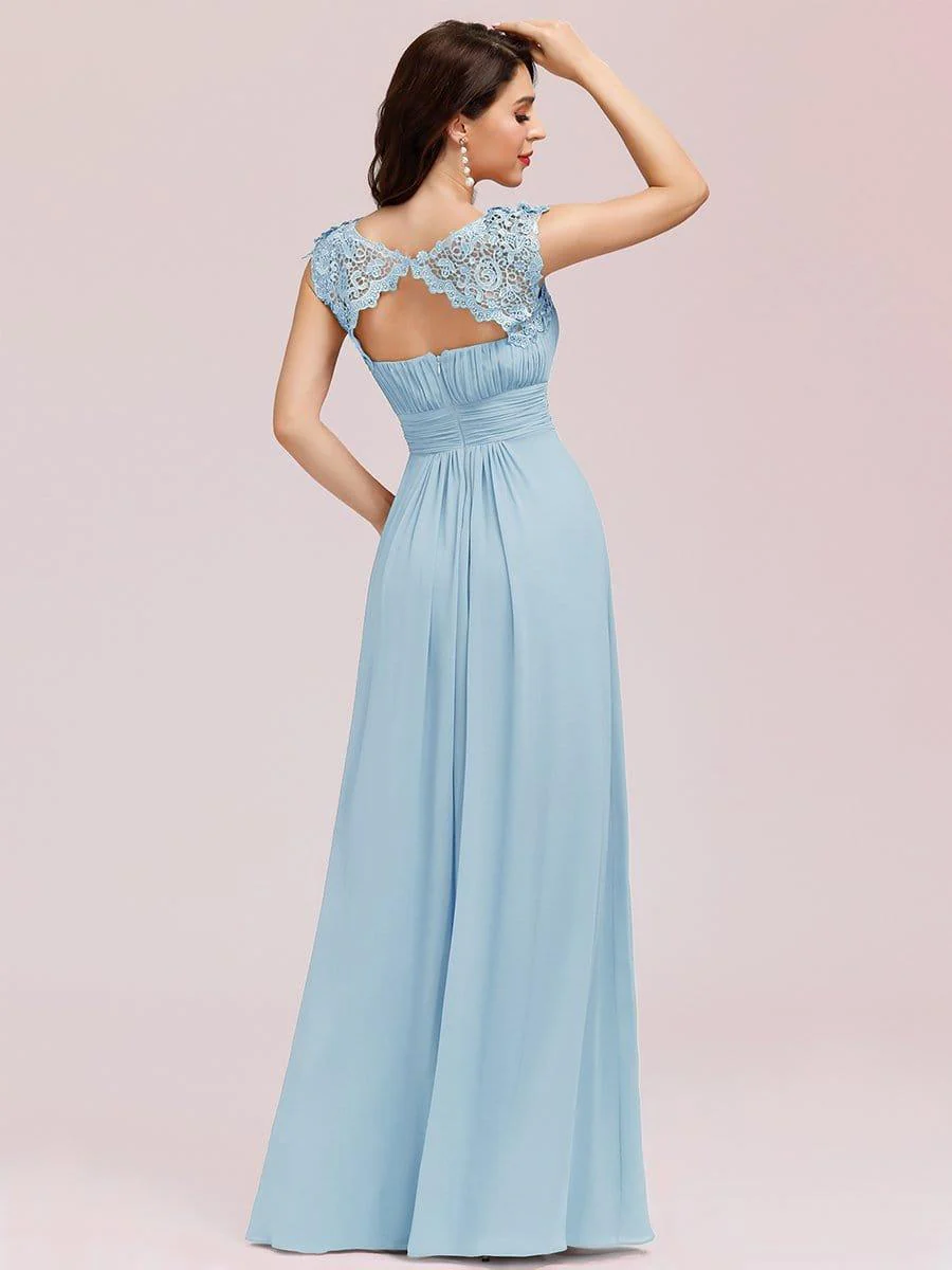 Elegant Maxi Long Lace Cap Sleeve Bridesmaid Dress(Final Sale) - Image 31