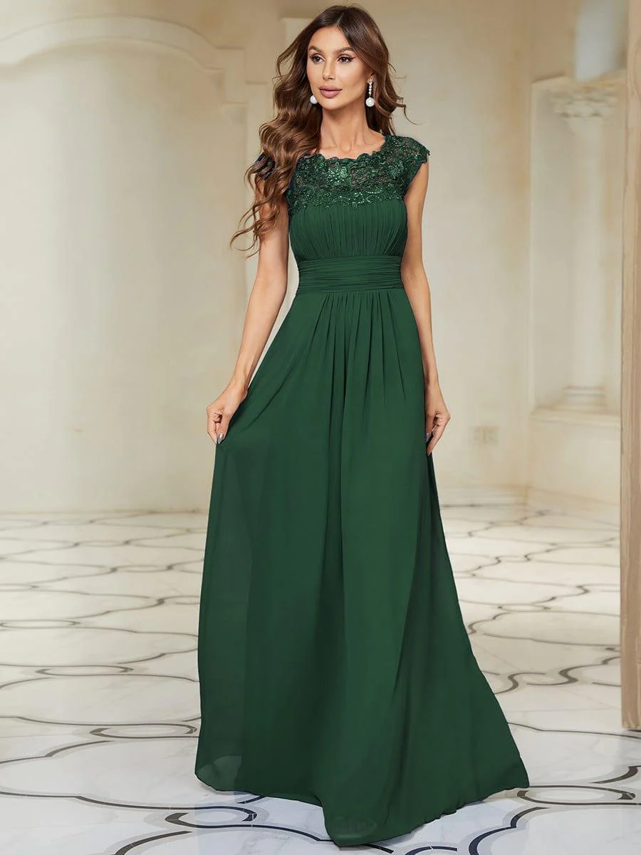 Elegant Maxi Long Lace Cap Sleeve Bridesmaid Dress(Final Sale) - Image 36