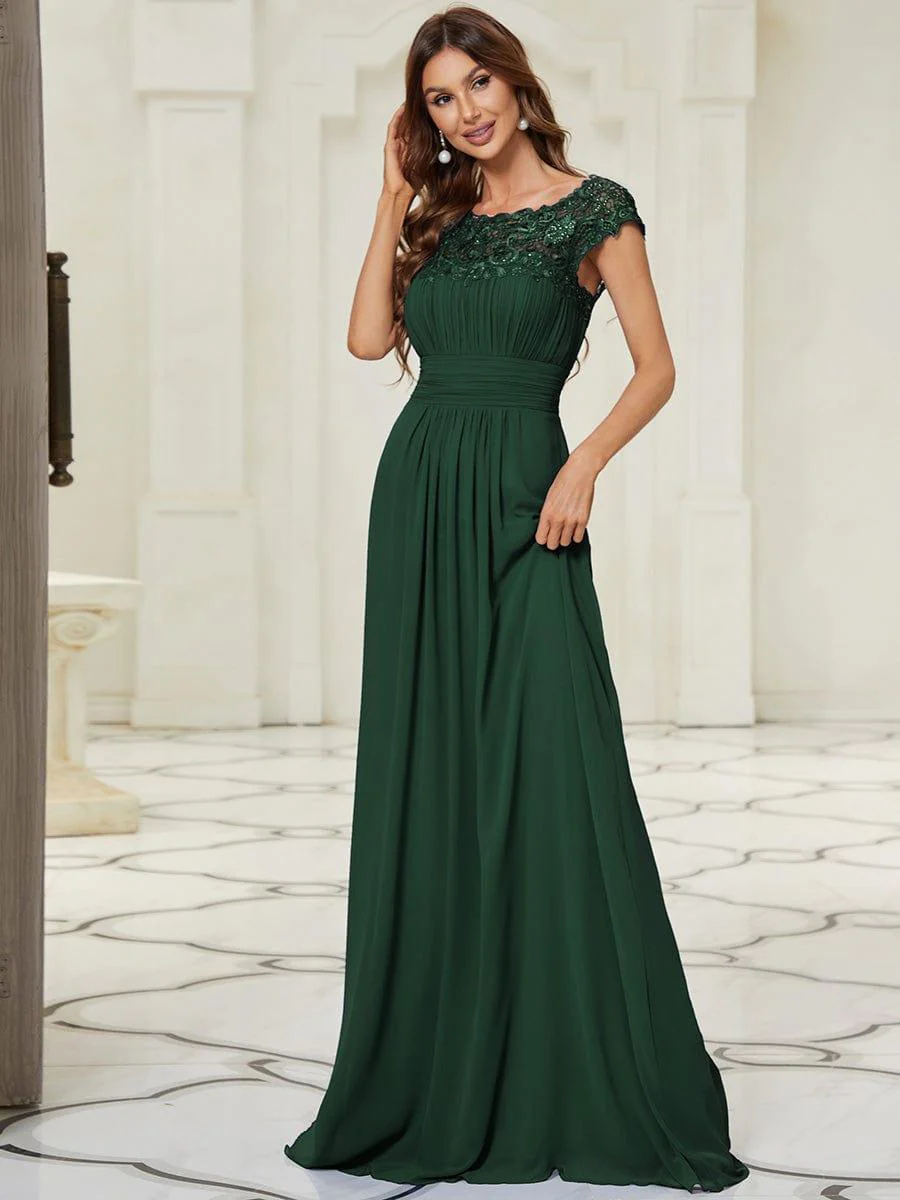 Elegant Maxi Long Lace Cap Sleeve Bridesmaid Dress(Final Sale) - Image 40