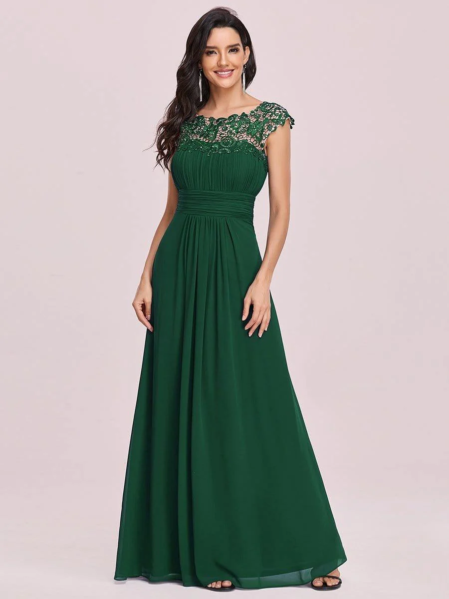 Elegant Maxi Long Lace Cap Sleeve Bridesmaid Dress(Final Sale) - Image 41