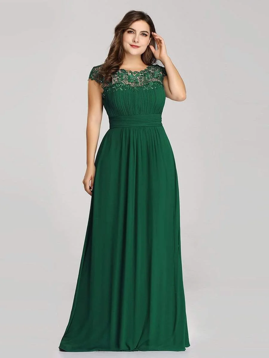 Elegant Maxi Long Lace Cap Sleeve Bridesmaid Dress(Final Sale) - Image 45