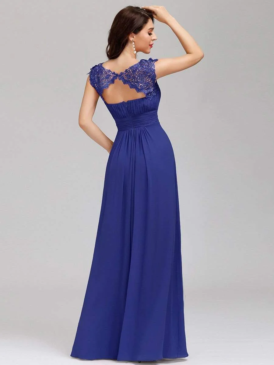 Elegant Maxi Long Lace Cap Sleeve Bridesmaid Dress(Final Sale) - Image 64