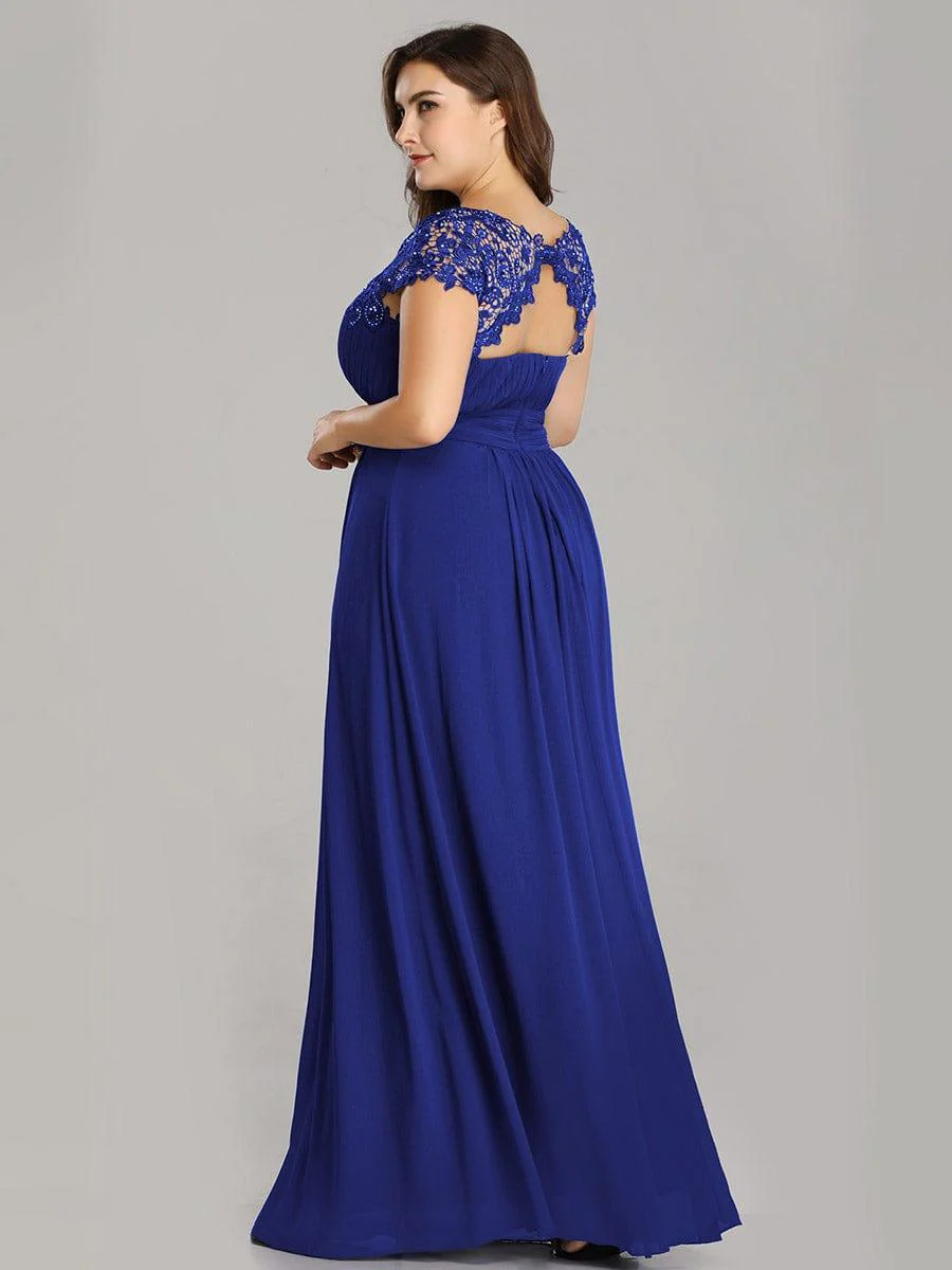 Elegant Maxi Long Lace Cap Sleeve Bridesmaid Dress(Final Sale) - Image 68