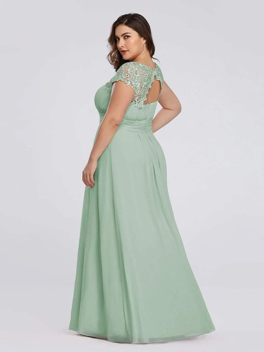 Elegant Maxi Long Lace Cap Sleeve Bridesmaid Dress(Final Sale) - Image 75