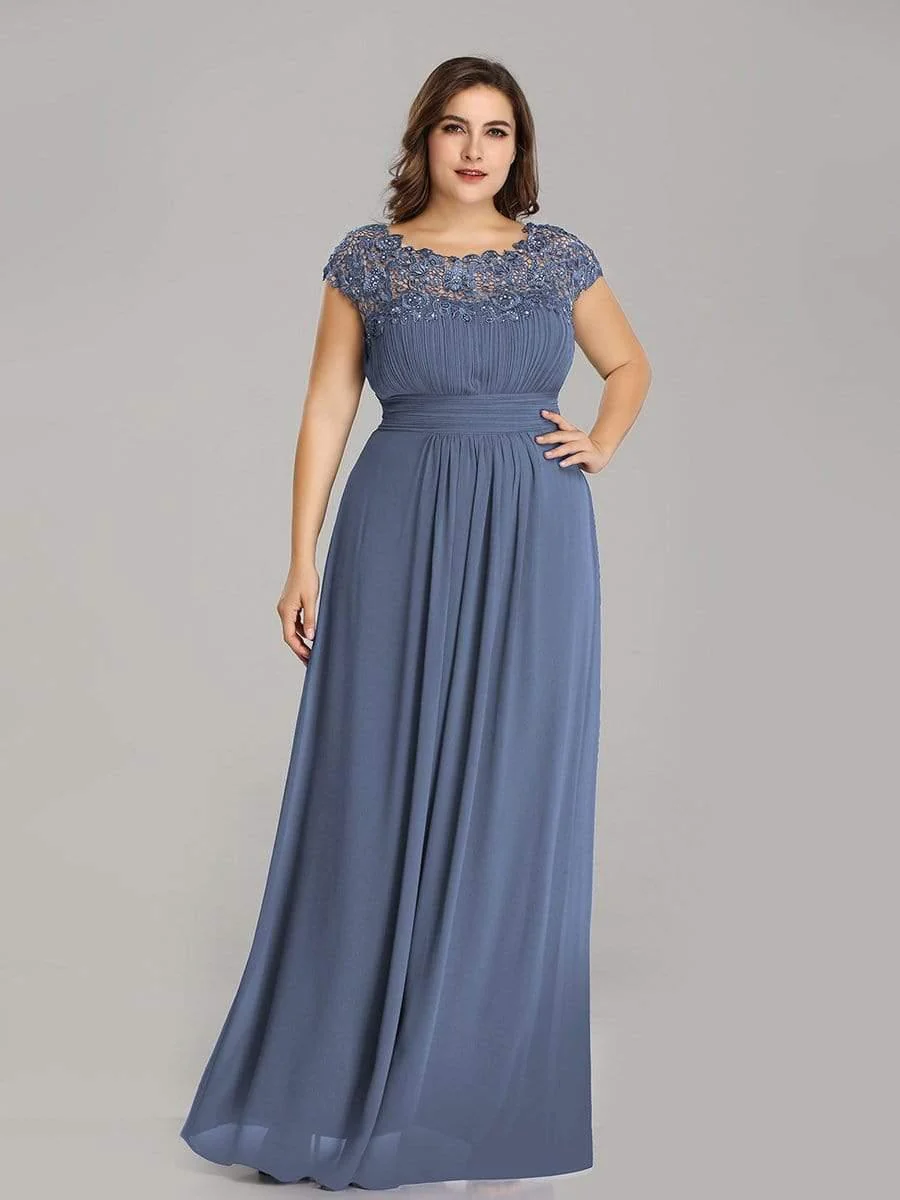 Elegant Maxi Long Lace Cap Sleeve Bridesmaid Dress(Final Sale) - Image 87