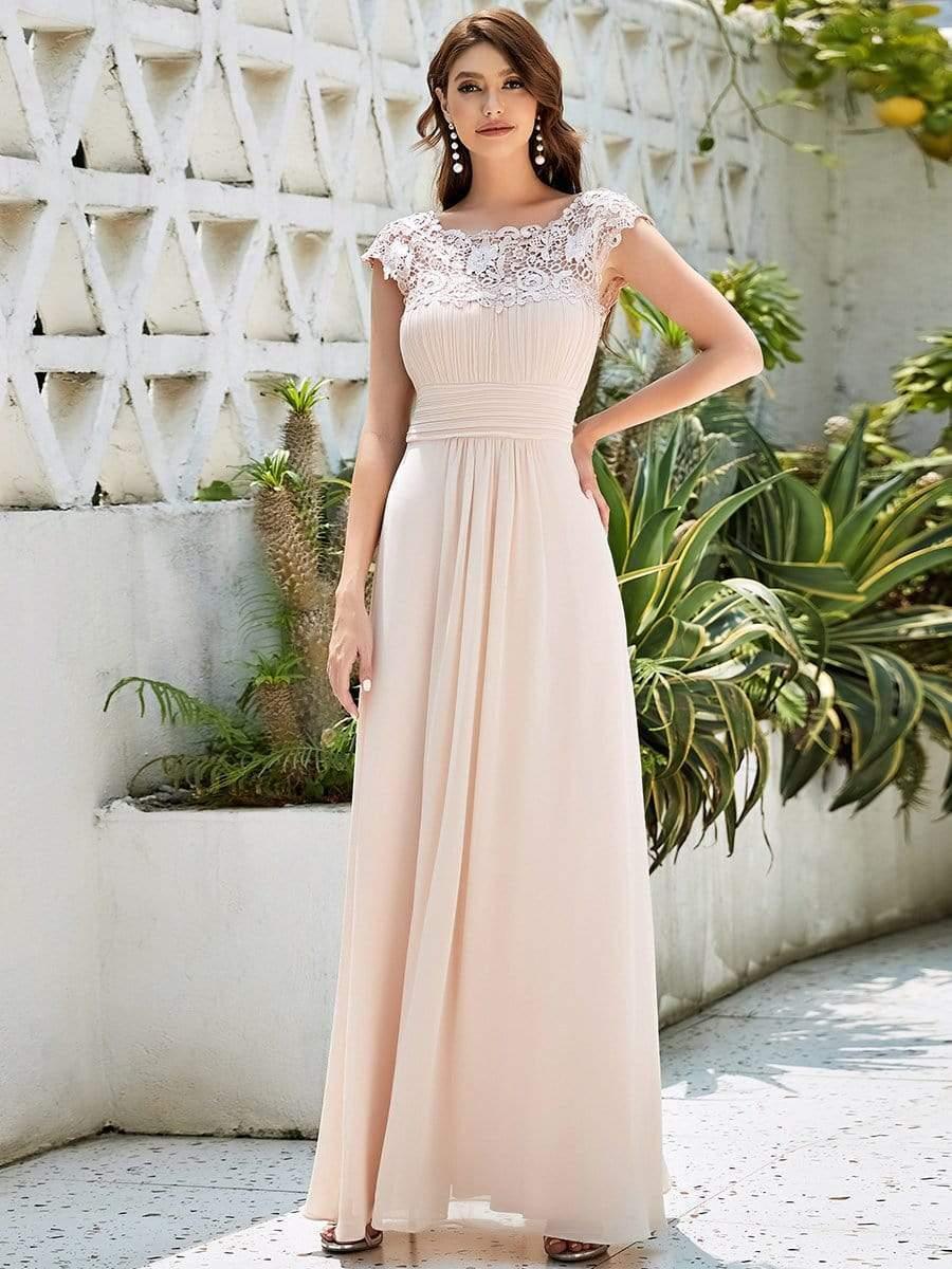Elegant Maxi Long Lace Cap Sleeve Bridesmaid Dress(Final Sale) - Image 97