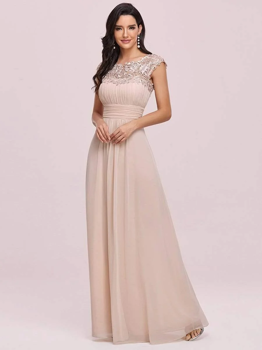 Elegant Maxi Long Lace Cap Sleeve Bridesmaid Dress(Final Sale) - Image 99