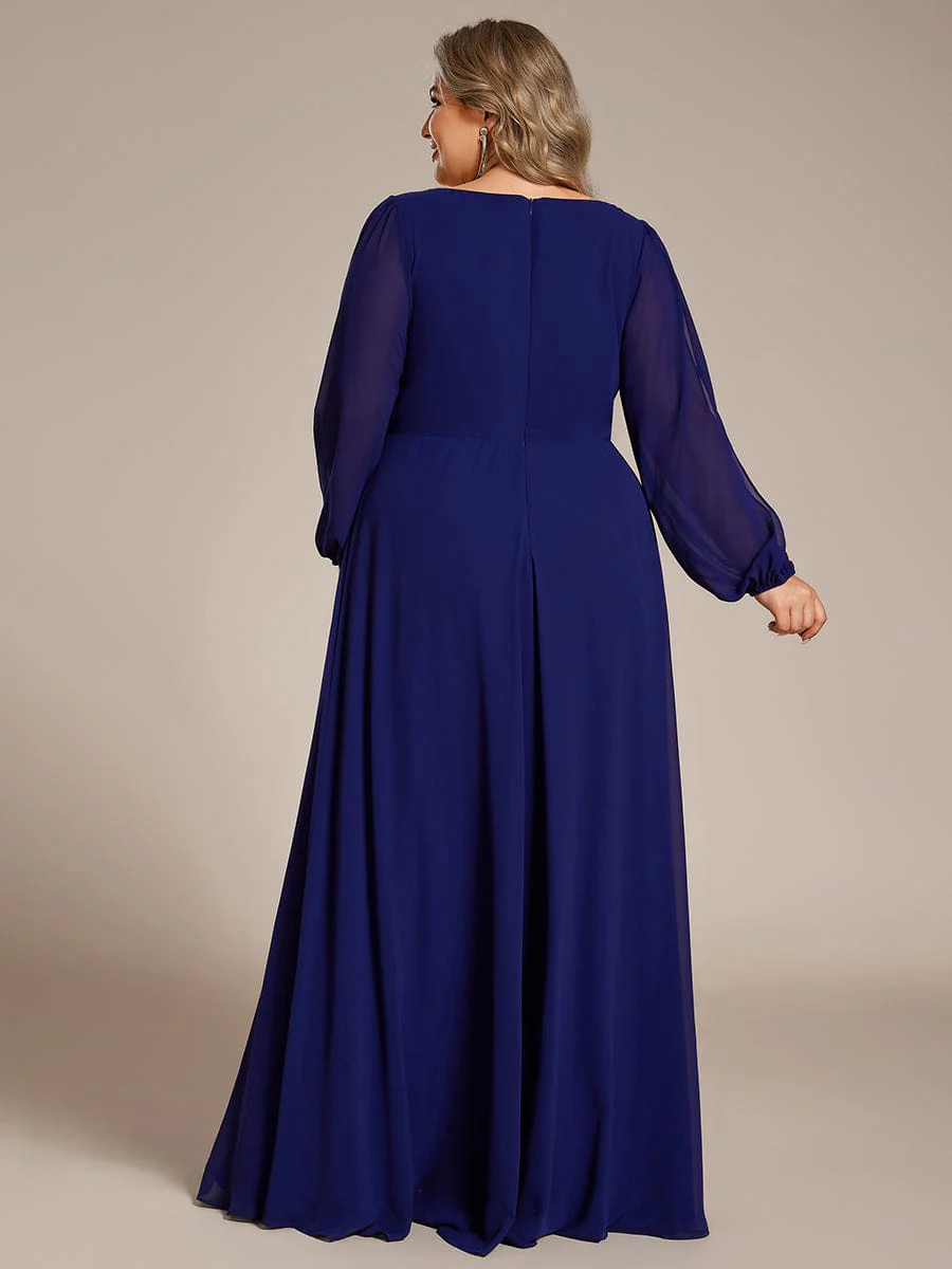 pretty AMOUR | Plus Size Chiffon Evening Dress with Lantern Sleeves - Image 74