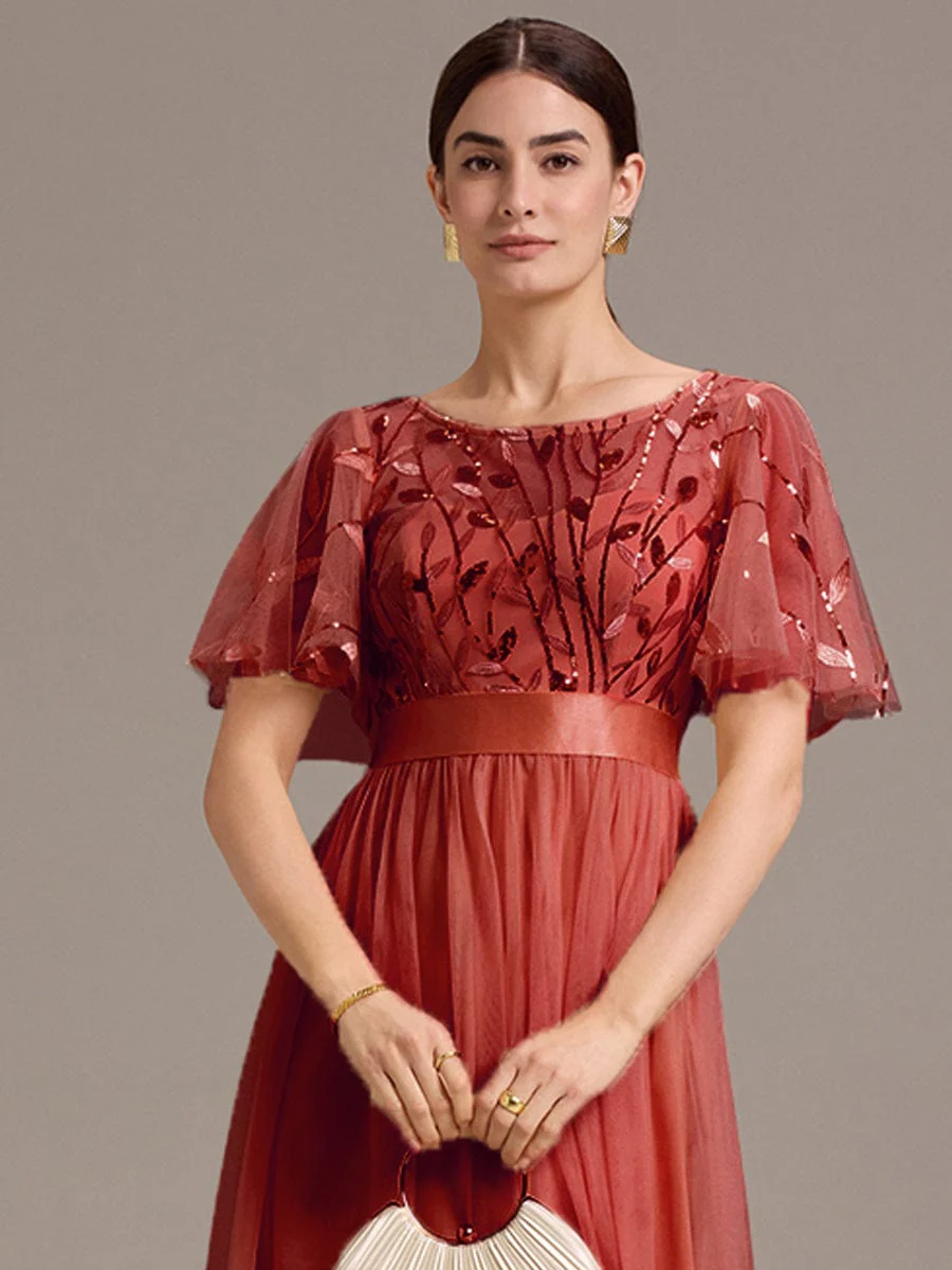 ever TAYLOR|Leaf Sequin Midi Wedding Guest Dress - Image 3