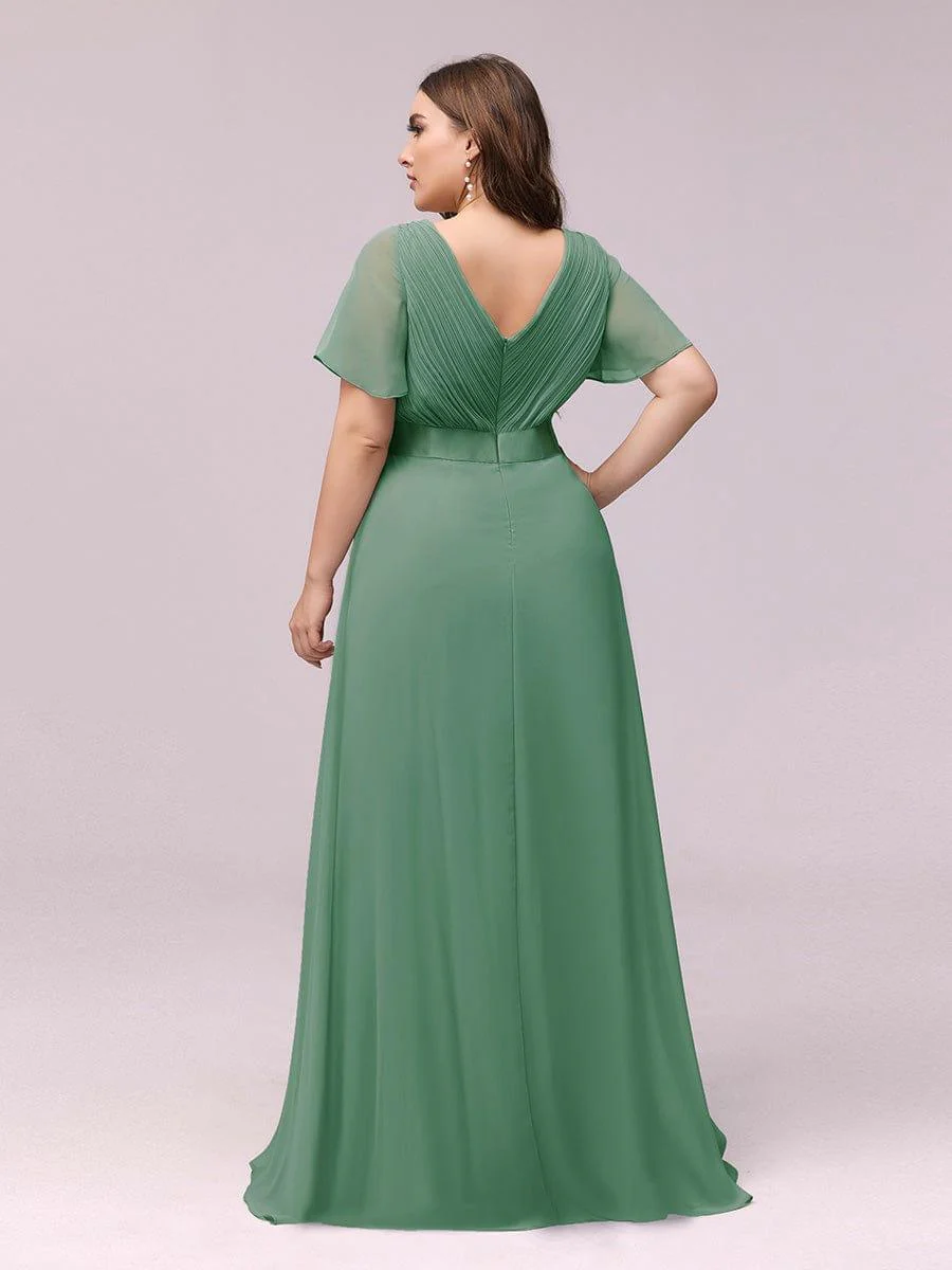 ever MONICA|Long Empire Waist Bridesmaid Dress with Short Flutter Sleeves - Image 106