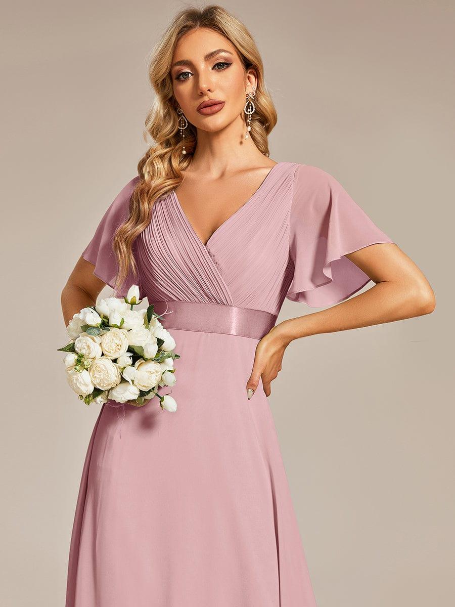 ever MONICA|Long Empire Waist Bridesmaid Dress with Short Flutter Sleeves - Image 134
