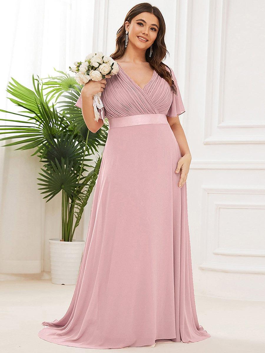 ever MONICA|Long Empire Waist Bridesmaid Dress with Short Flutter Sleeves - Image 137