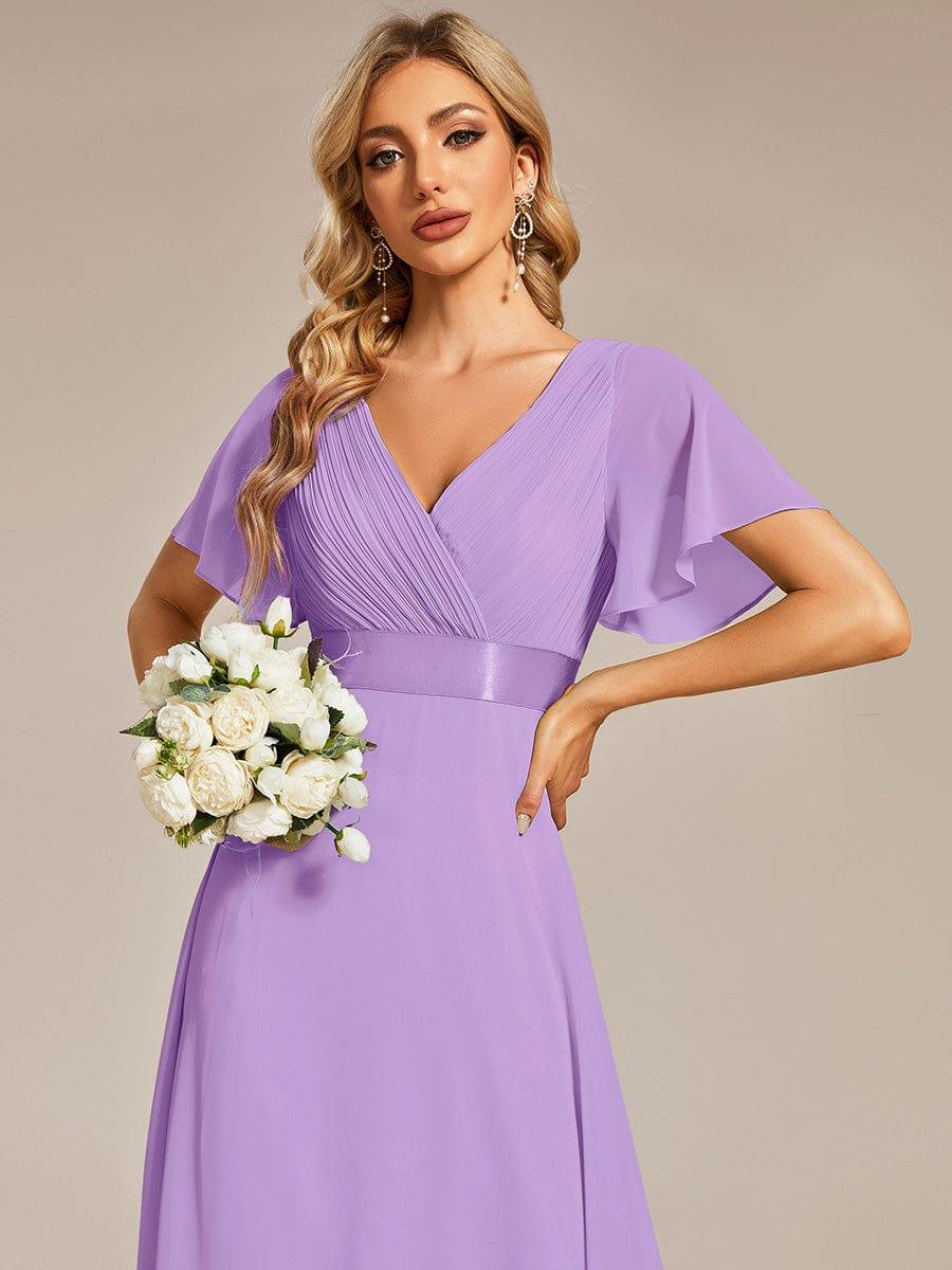 ever MONICA|Long Empire Waist Bridesmaid Dress with Short Flutter Sleeves - Image 166