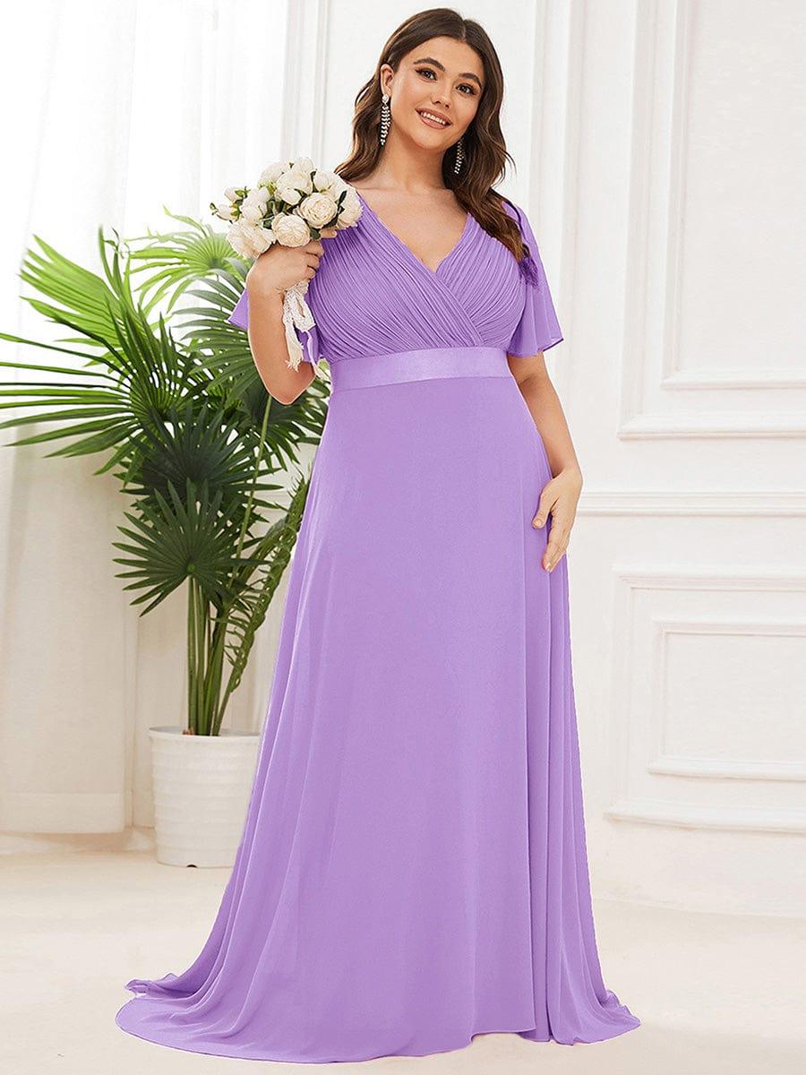 ever MONICA|Long Empire Waist Bridesmaid Dress with Short Flutter Sleeves - Image 172