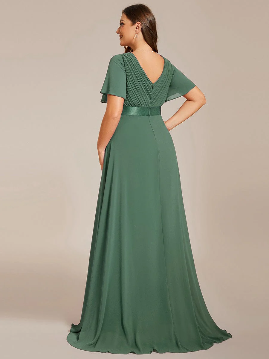 ever MONICA|Long Empire Waist Bridesmaid Dress with Short Flutter Sleeves - Image 204