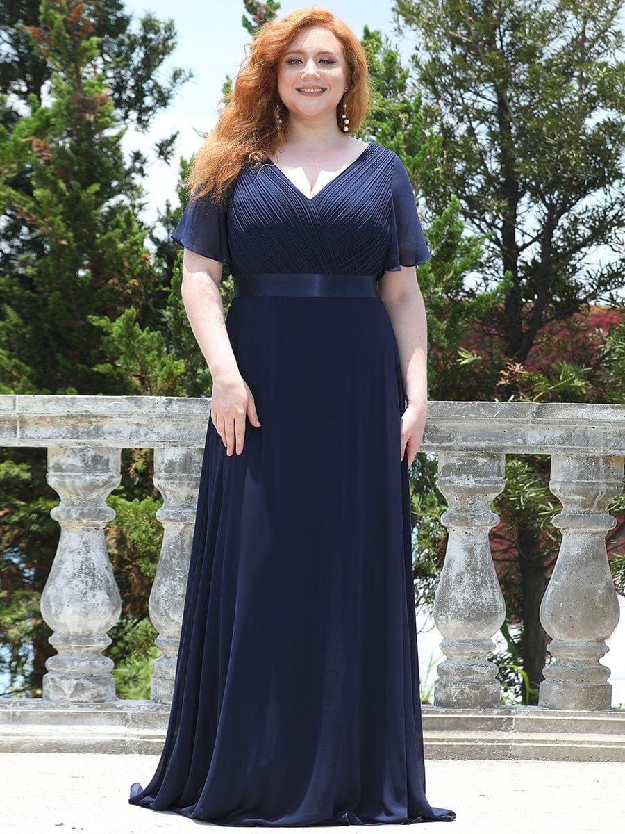 ever MONICA|Long Empire Waist Bridesmaid Dress with Short Flutter Sleeves - Image 42