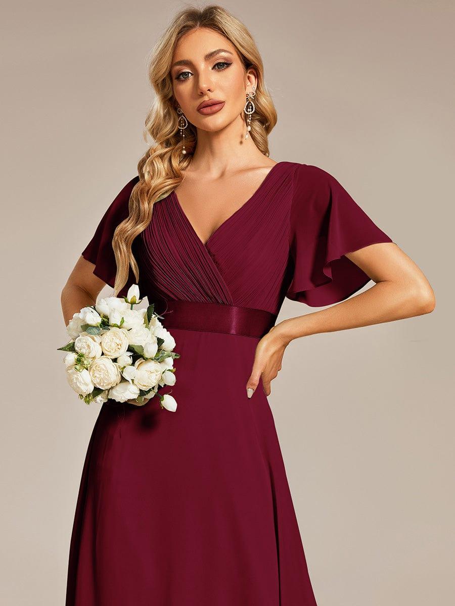 ever MONICA|Long Empire Waist Bridesmaid Dress with Short Flutter Sleeves - Image 48