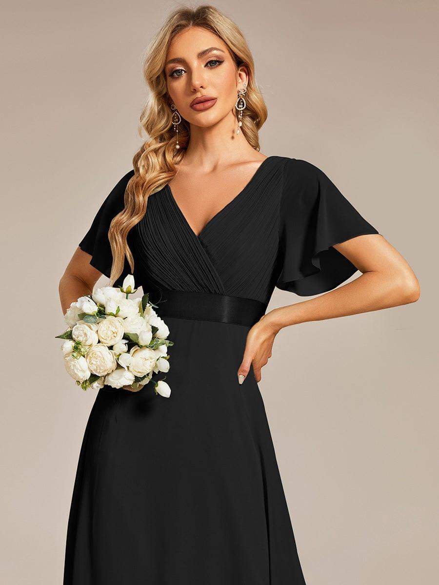 ever MONICA|Long Empire Waist Bridesmaid Dress with Short Flutter Sleeves - Image 70