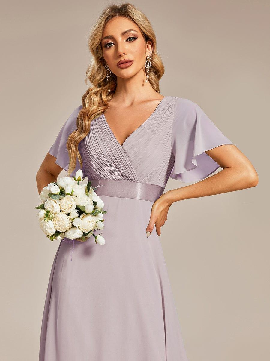 ever MONICA|Long Empire Waist Bridesmaid Dress with Short Flutter Sleeves - Image 87
