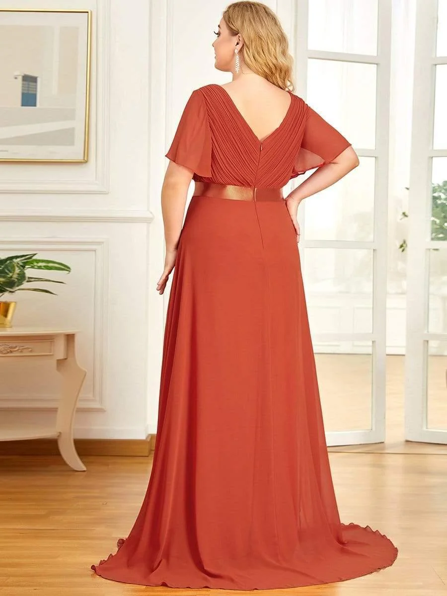 ever MONICA|Long Empire Waist Bridesmaid Dress with Short Flutter Sleeves - Image 99
