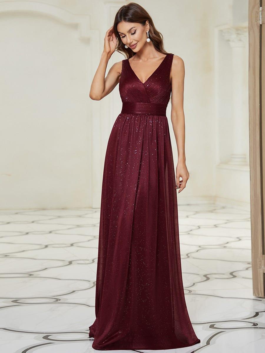 ever STERLING|Maxi Double V Neck Floor Length Sparkly Wedding Guest Dress - Image 12