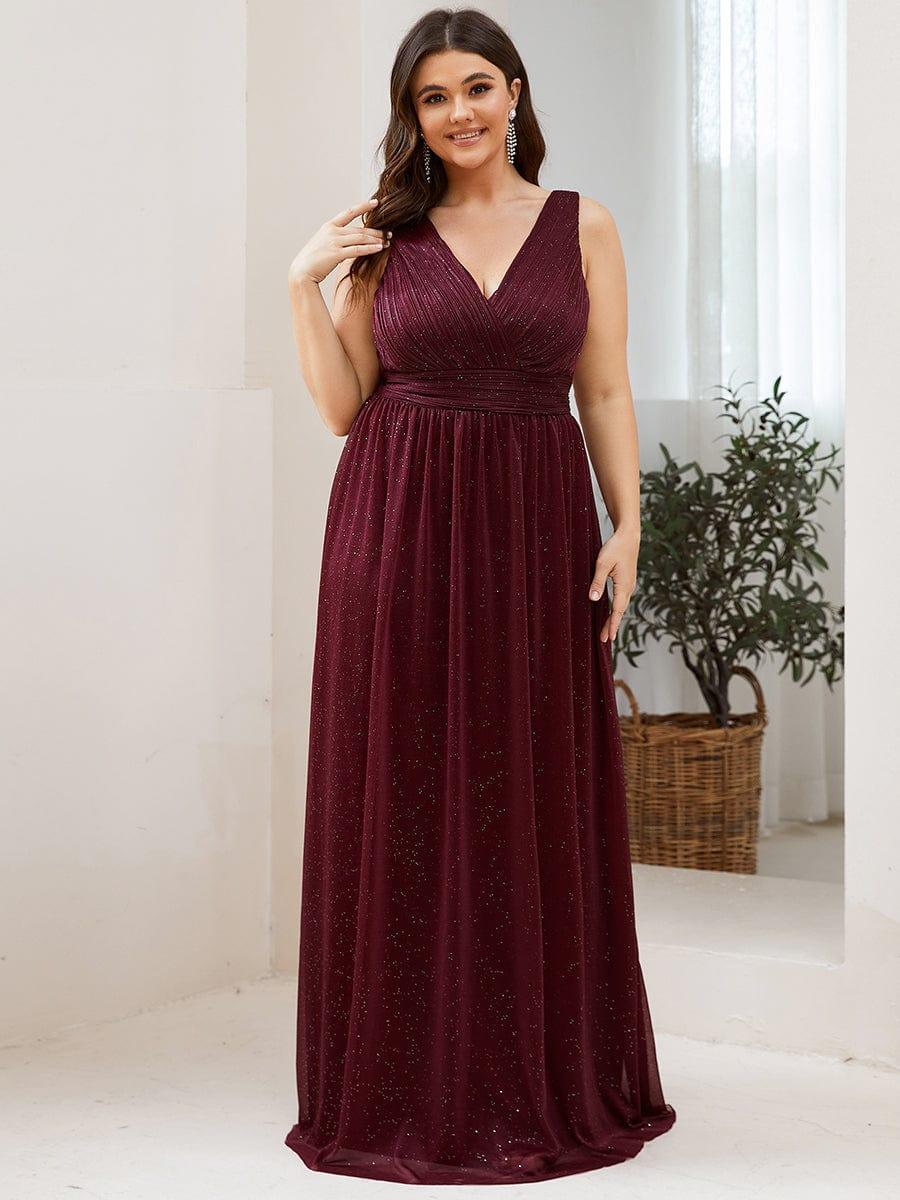 ever STERLING|Maxi Double V Neck Floor Length Sparkly Wedding Guest Dress - Image 14