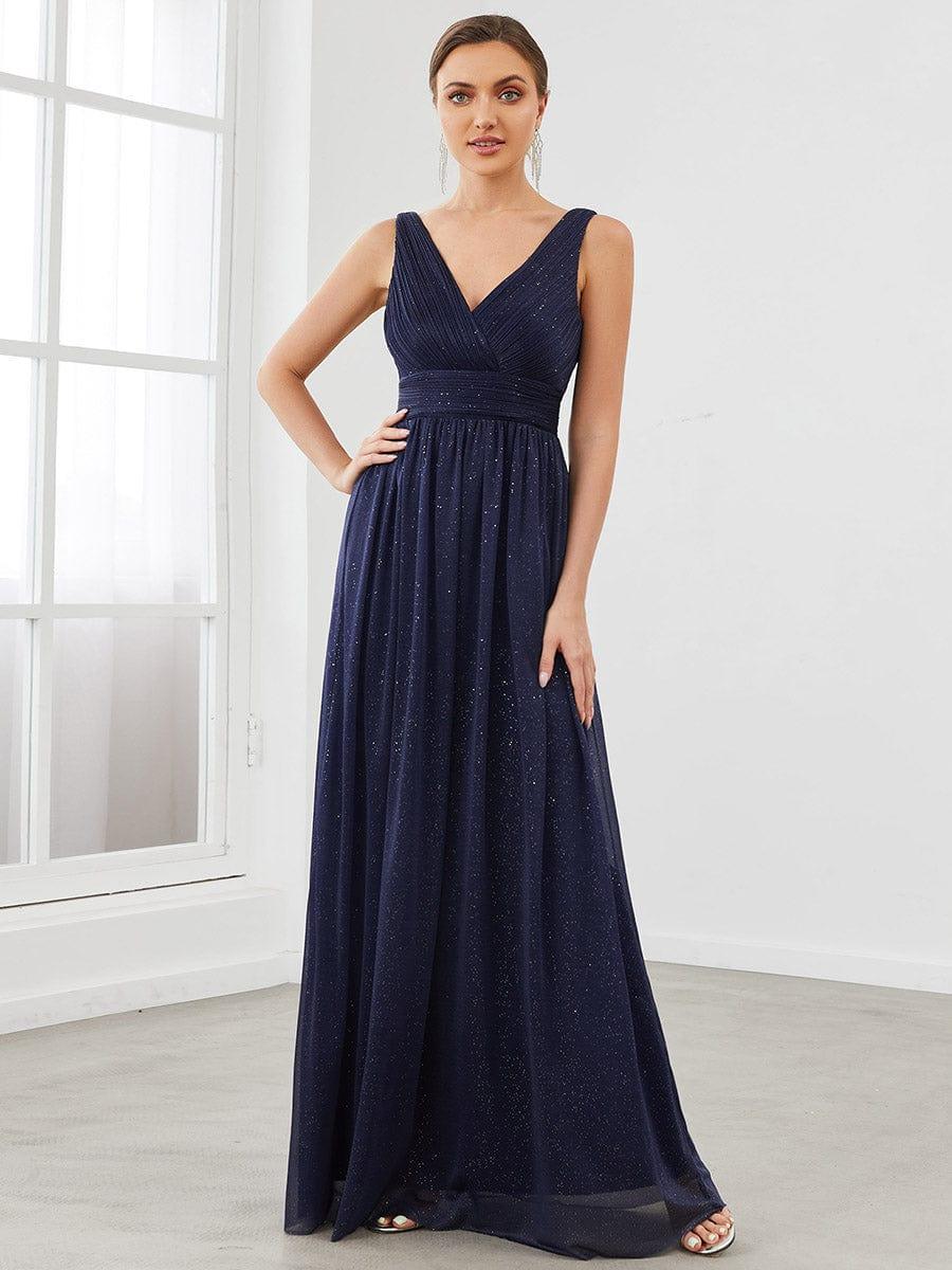 ever STERLING|Maxi Double V Neck Floor Length Sparkly Wedding Guest Dress - Image 32