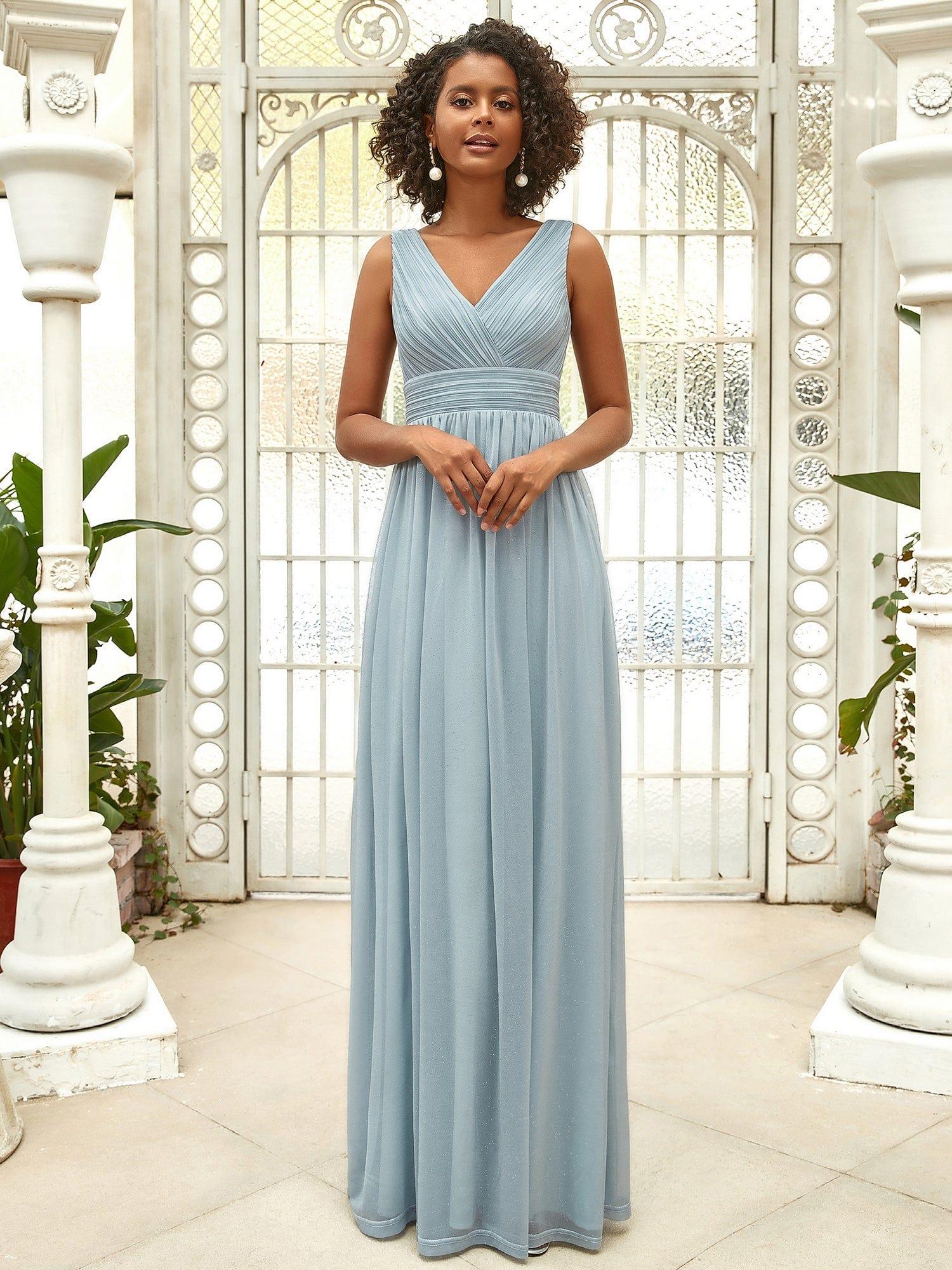 ever STERLING|Maxi Double V Neck Floor Length Sparkly Wedding Guest Dress - Image 40
