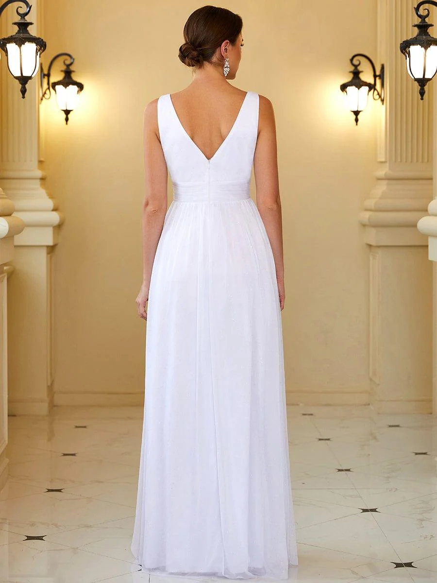 ever STERLING|Maxi Double V Neck Floor Length Sparkly Wedding Guest Dress - Image 49